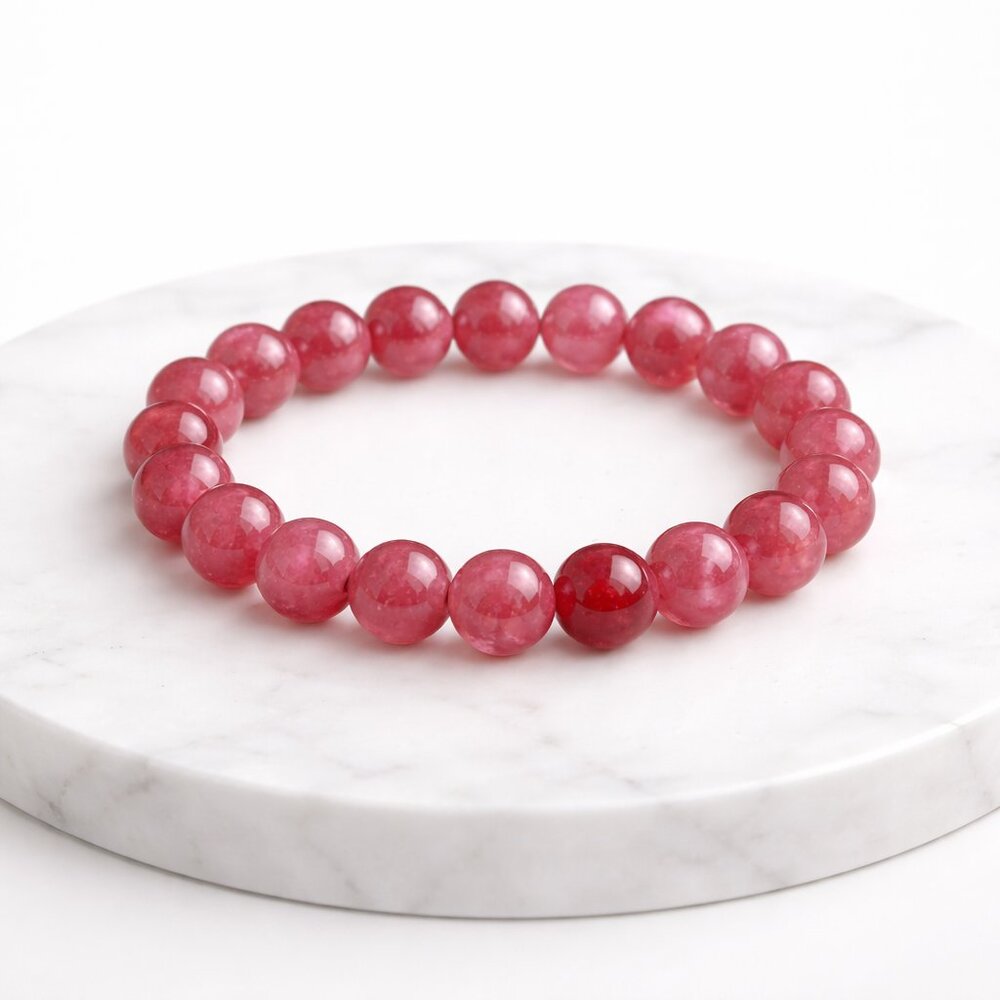 Natural Strawberry Quartz Crystal Stretch Bracelet 10mm Beads Healing Jewelry